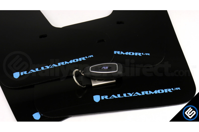 Rally Armor UR Mudflaps Black Urethane Light Blue Logo (Part Number: MF27-UR-BLK/NB) Rally Armor UR Mudflaps Black Urethane Light Blue Logo (Part Number: )