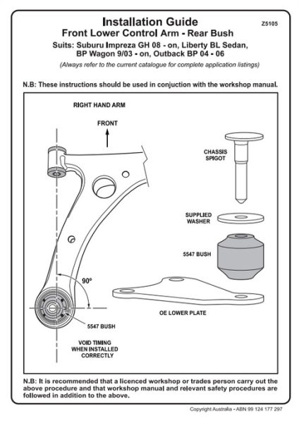 Whiteline Lower Inner Rear Control Arm Bushings (Part Number: W53353) User Media for: Whiteline Lower Inner Rear Control Arm Bushings - Subaru Models (inc. 2008-2010 WRX/STI)