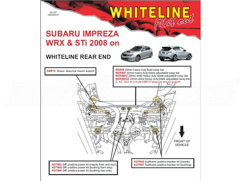 Whiteline Rear saccadé Bush Insert for SUBARU Impreza WRX GV Saloon t Hatch
