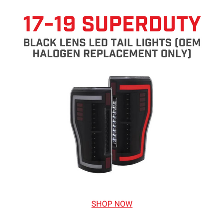 17-19 SUPERDUTY BLACK LENS LED TAIL LIGHTS DEM HALOGEN REPLACEMENT ONLY SHOP NOW 