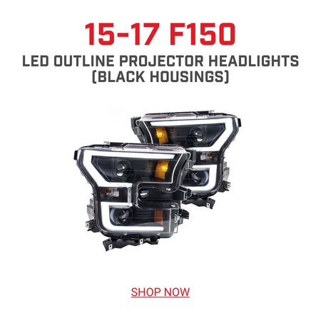 15-17 F150 LED OUTLINE PROJECTOR HEADLIGHTS BLACK HOUSINGS SHOP NOW 